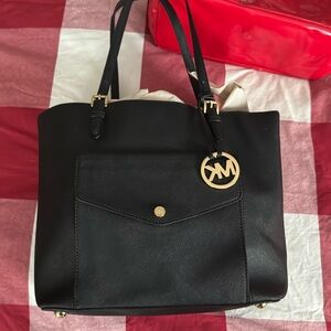 Michael Kors black leather shoulder bag